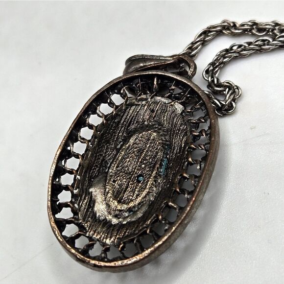 "5/$25" Silvertone Bronze Turquoise Rhinestone Southwestern Pendant Necklace - Picture 6 of 10